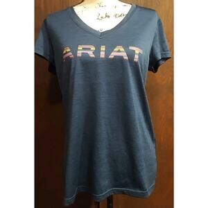 Ariat Tek Ariattek t Shirt Womens L Large Navy Logo Performance tee graphic